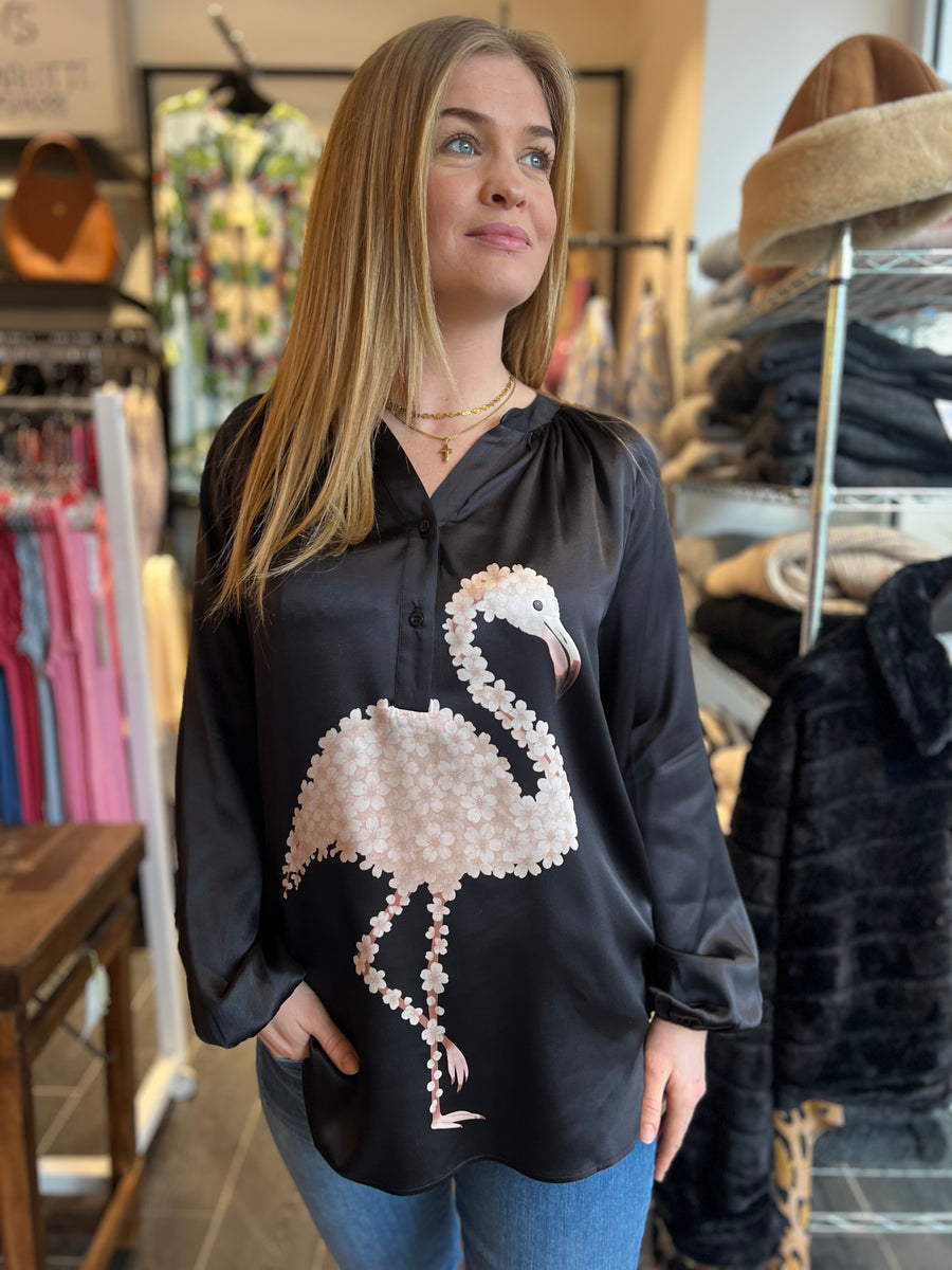Charlotte Sparre -  Drema flamingo shirt - Taupe