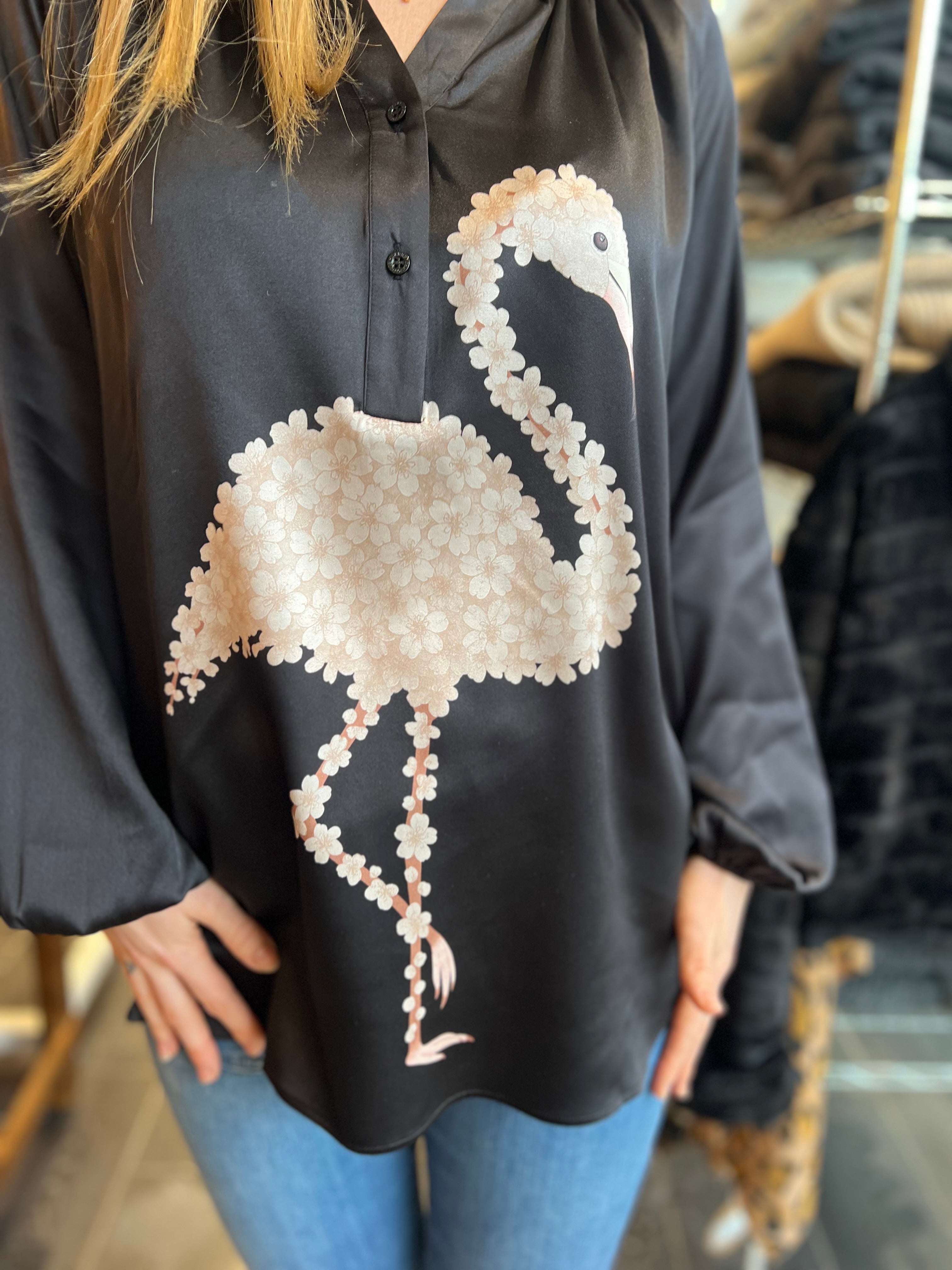 Charlotte Sparre -  Drema flamingo shirt - Taupe