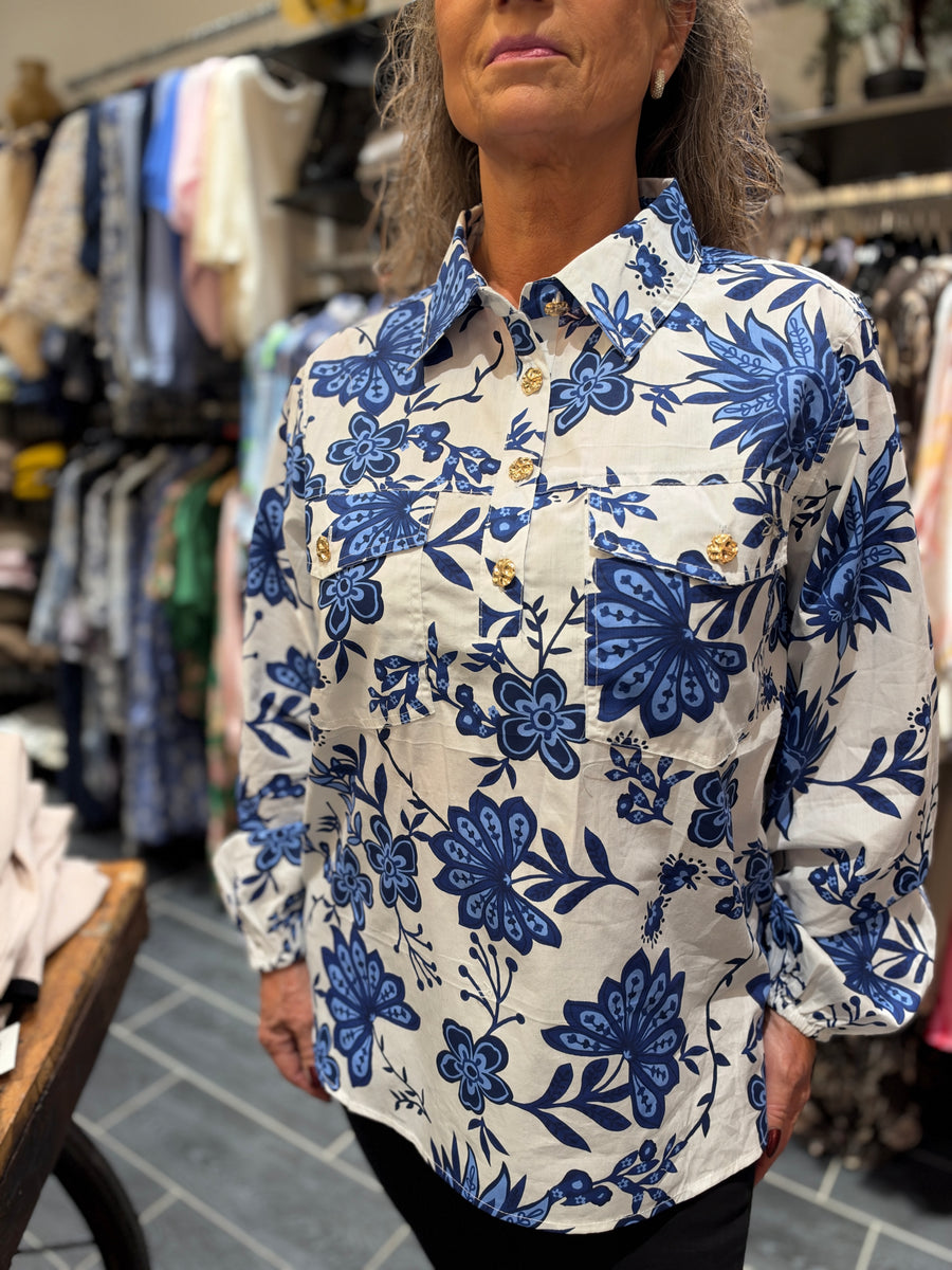 Gaspar - Aarhus Print Shirt - blå