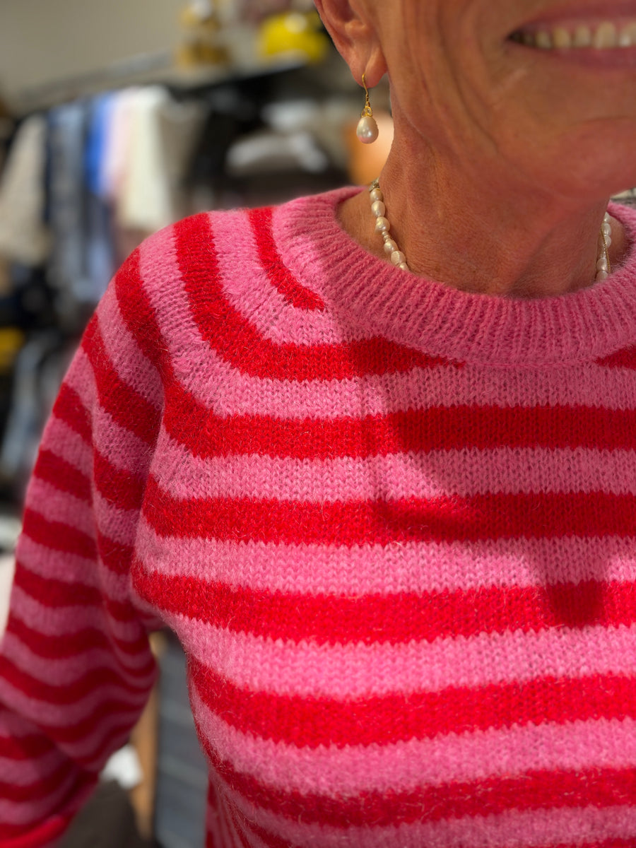 Lulu´s Love - Mohair strik - Strib Rød/Pink