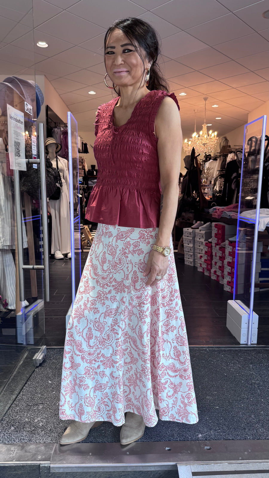 Part Two - Beril skirt - rød/hvid