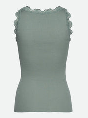 RoseMunde - Babette Silk U-neck Lace Top - Chinois green