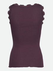 RoseMunde - Babette Silk U-neck Lace Top - Plum