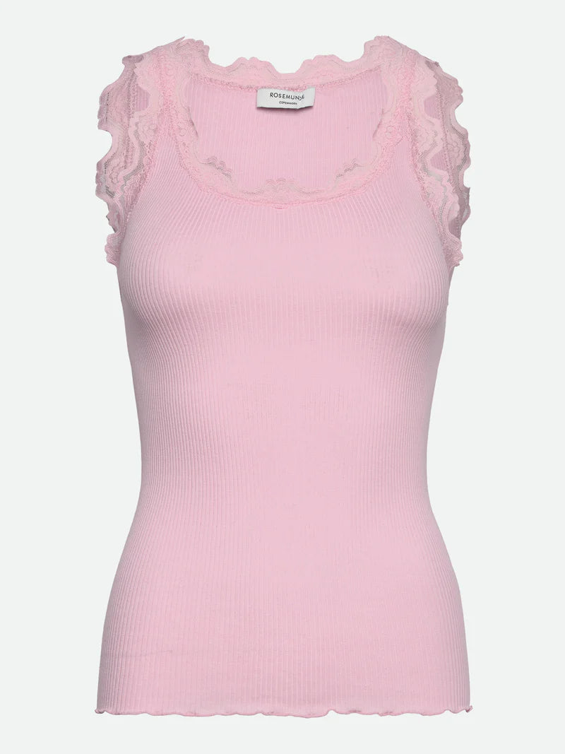 RoseMunde - Babette Silk U-neck Lace Top - Pink-a-boo