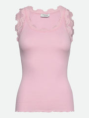 RoseMunde - Babette Silk U-neck Lace Top - Pink-a-boo