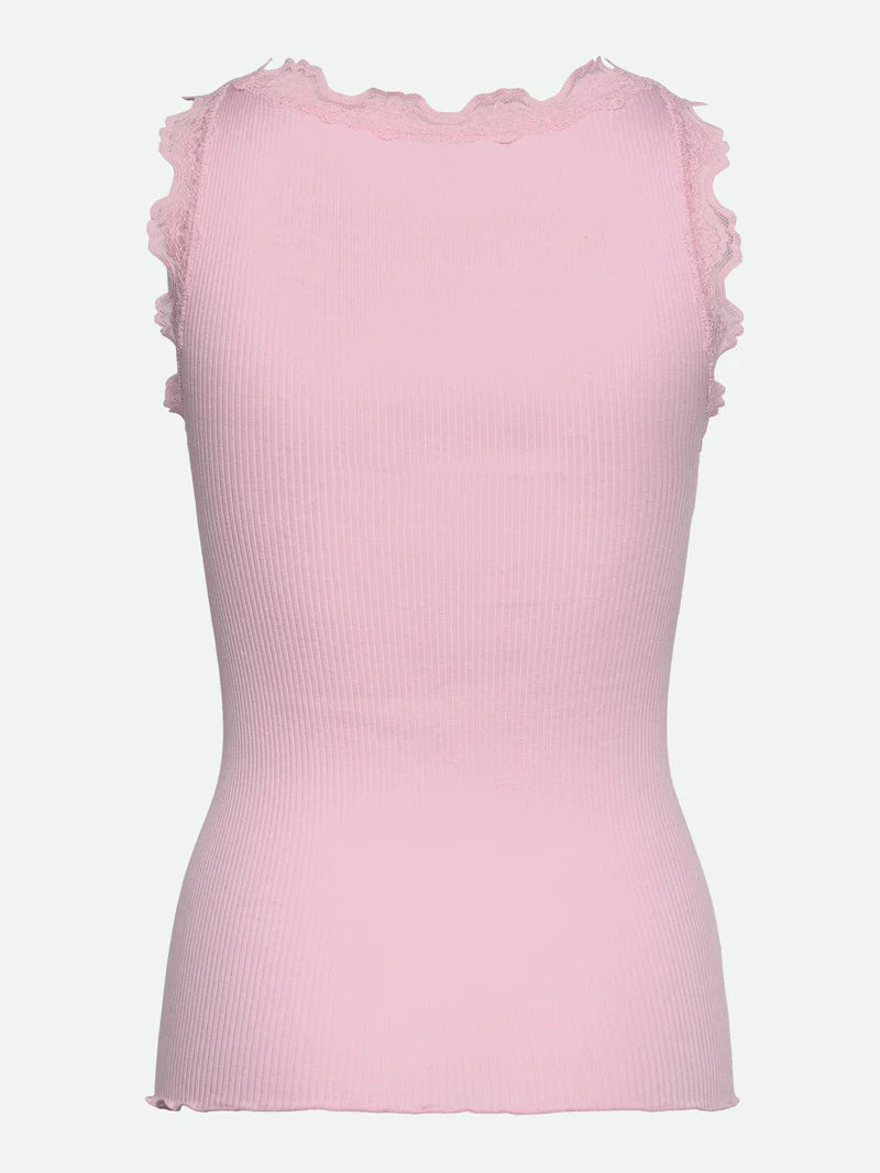 RoseMunde - Babette Silk U-neck Lace Top - Pink-a-boo