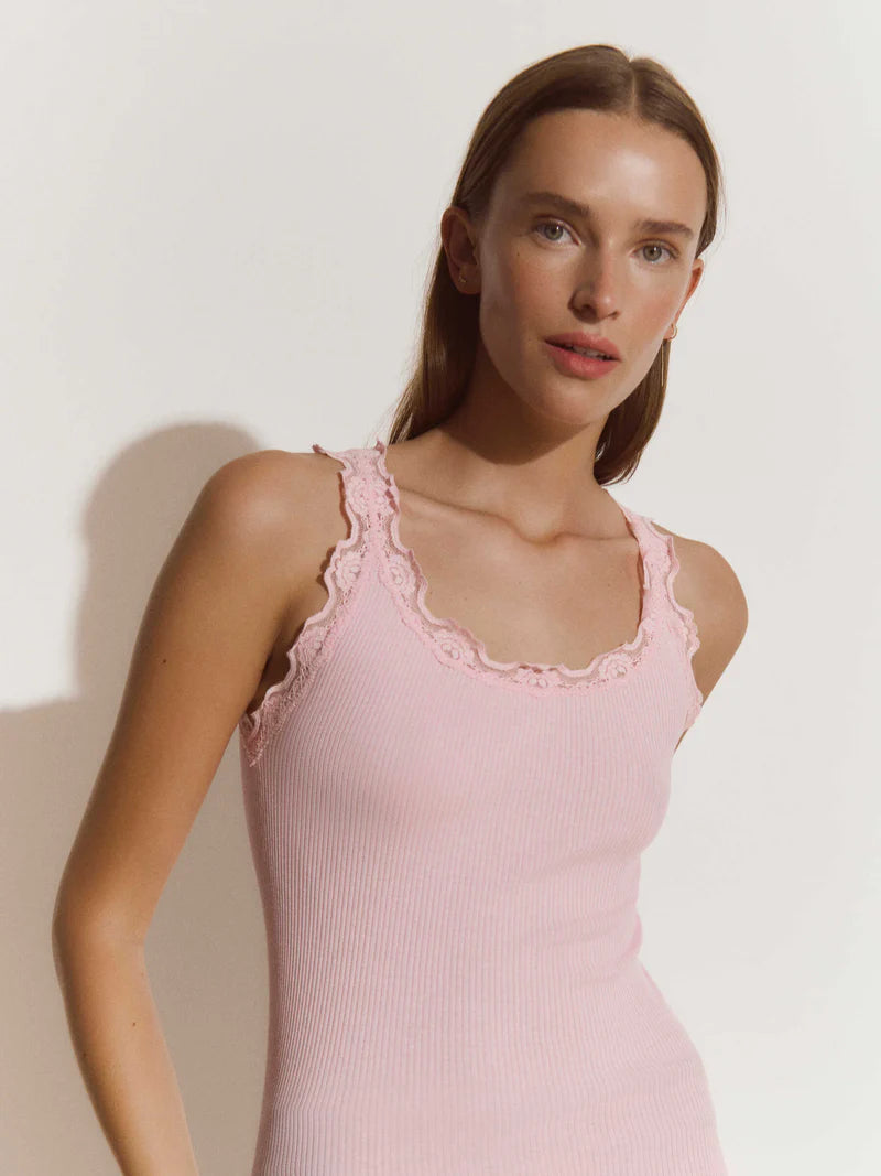 RoseMunde - Babette Silk U-neck Lace Top - Pink-a-boo