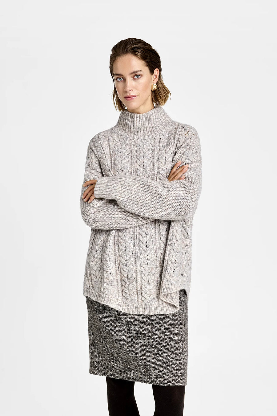 Gustav - Came Boxy Knit Cape - Paloma