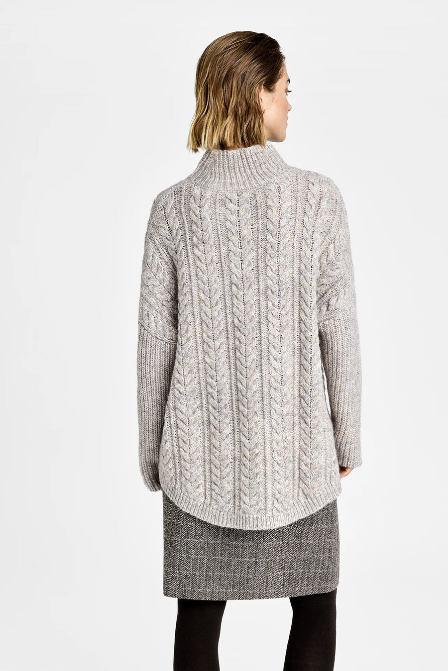 Gustav - Came Boxy Knit Cape - Paloma