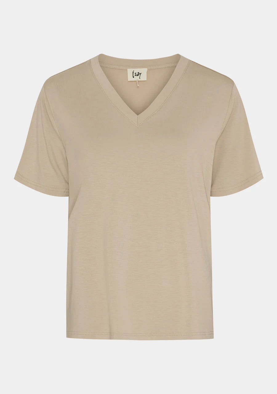 Isay - Gritt V-neck tee - Sand