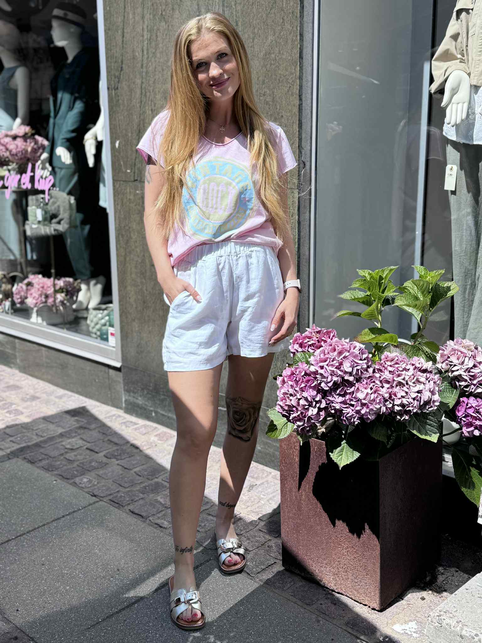 Bruun & Stengade - Hvide hør shorts