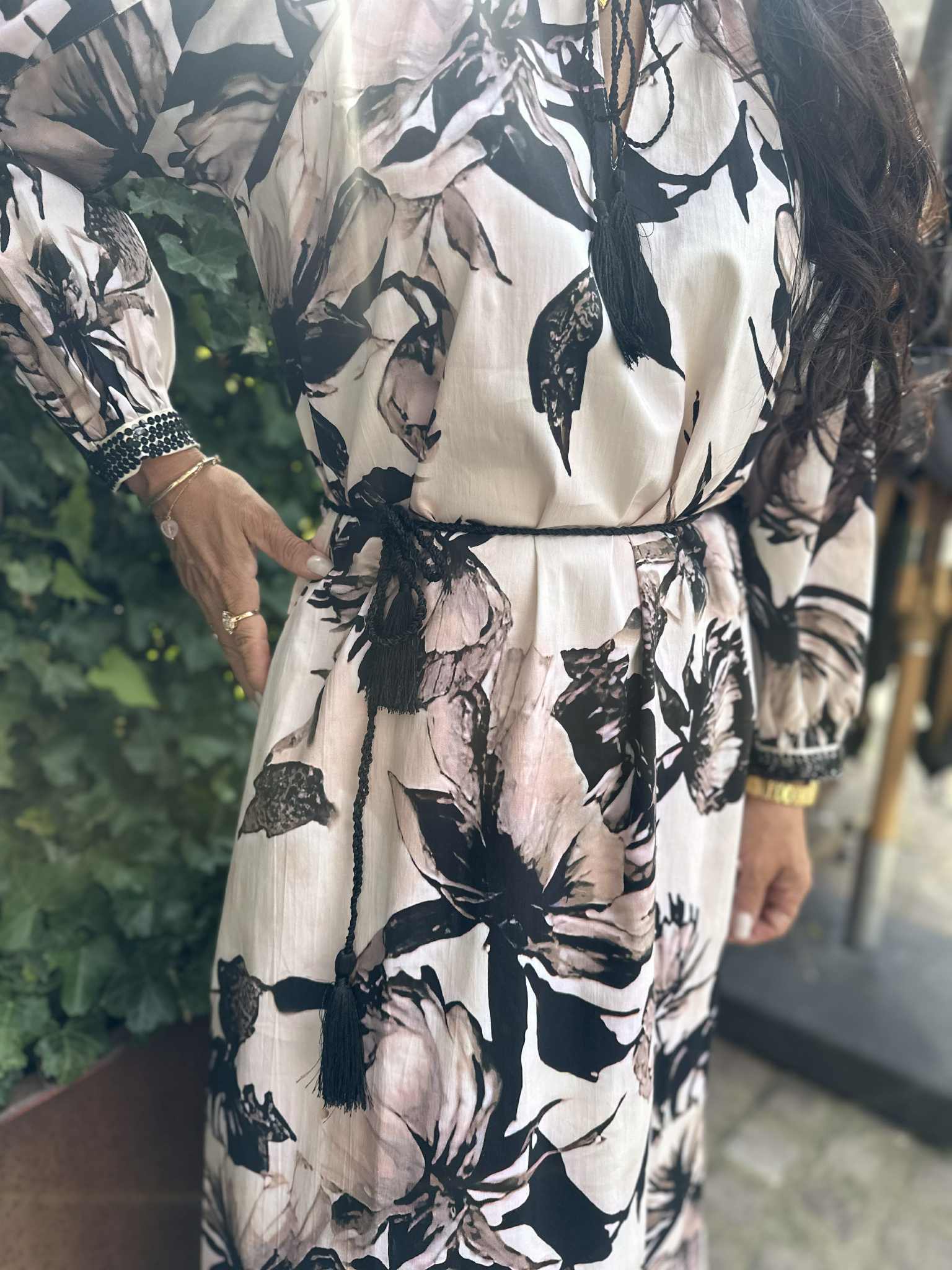 Lundgaard - Dress w. gatherings - Black Flow