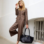 Depeche - LaurenDEP MW Full Length Wide Leg - Coffee