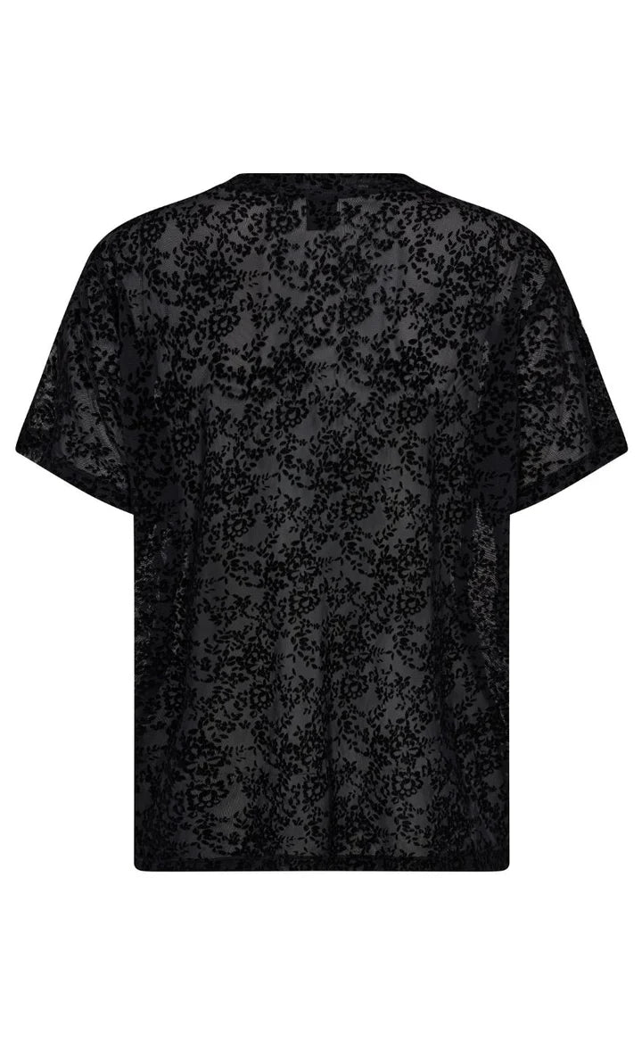 Hype the Detail - Lace mesh T-shirt - sort
