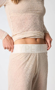 Hype the Detail - Lace Mesh Pants - Powder