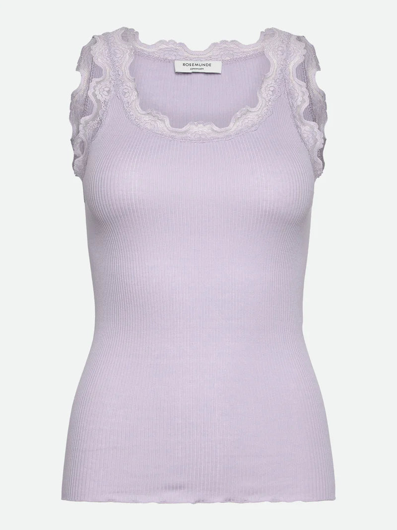 RoseMunde - Babette Silk U-neck Lace Top - Purple