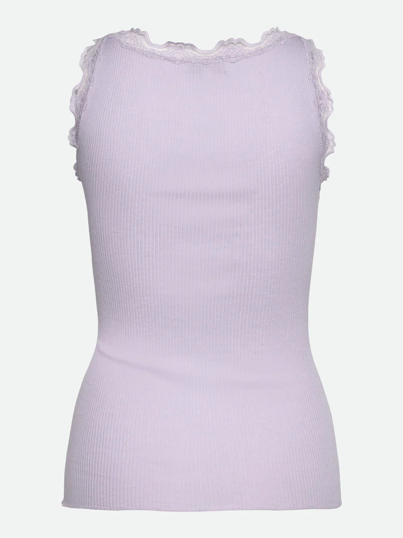RoseMunde - Babette Silk U-neck Lace Top - Purple