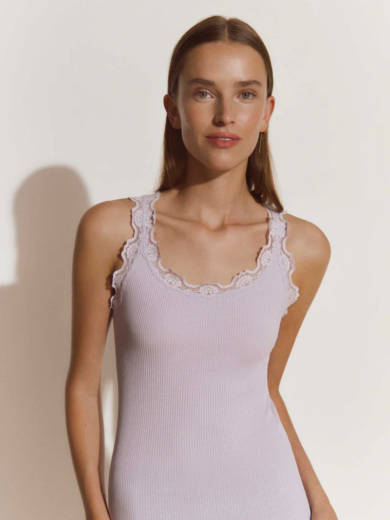 RoseMunde - Babette Silk U-neck Lace Top - Purple