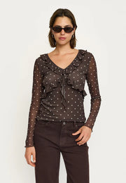 Soft Rebels - Roselyn frilled top - Coffee bean