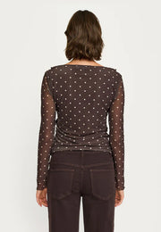 Soft Rebels - Roselyn frilled top - Coffee bean