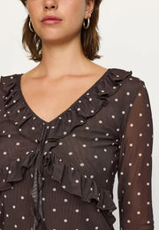 Soft Rebels - Roselyn frilled top - Coffee bean