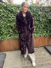 Rich & Royal - Long faux fur coat - Ruby glow