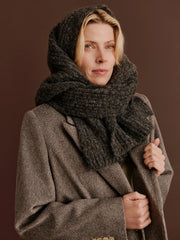 Rosemunde - Tulip wool knit scarf - Medium grey melange
