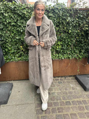 Rich & Royal - Long faux fur coat - Silver mist