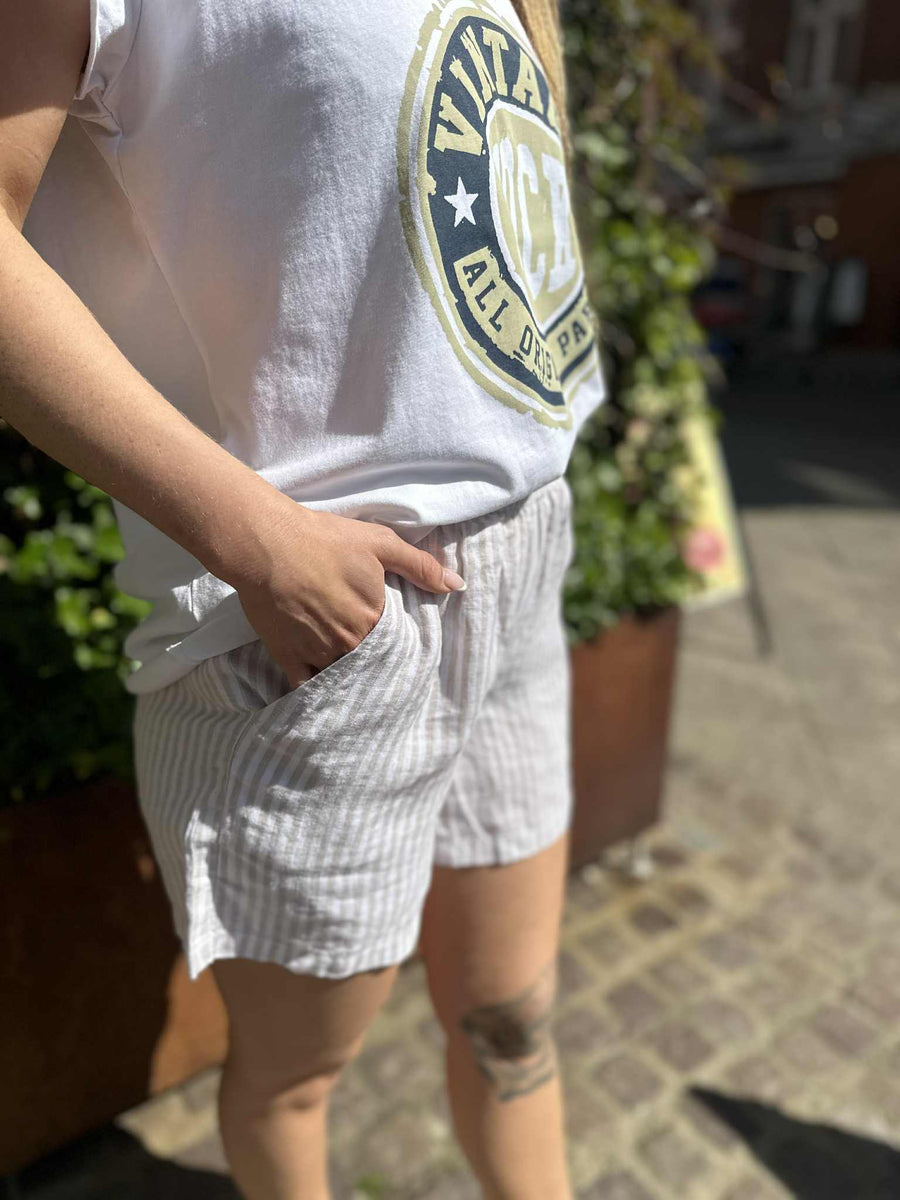 Bruun & Stengade - Stribet hør shorts