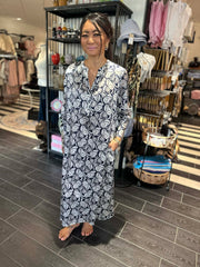 Charlotte Sparre - Swung Si dress - Navy/taupe