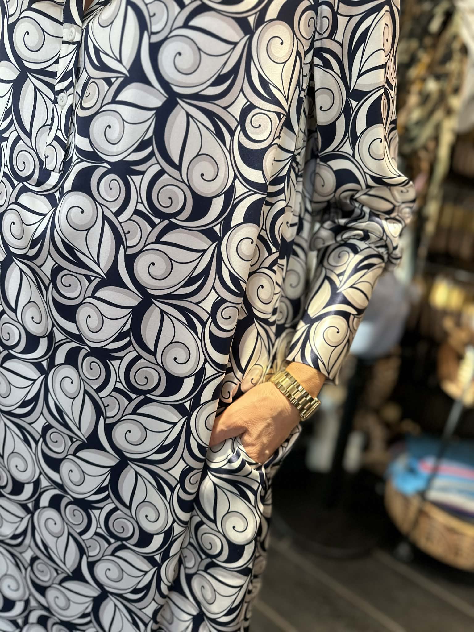 Charlotte Sparre - Swung Si dress - Navy/taupe