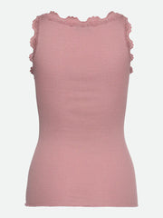 RoseMunde - Babette Silk U-neck Lace Top - Woodrose