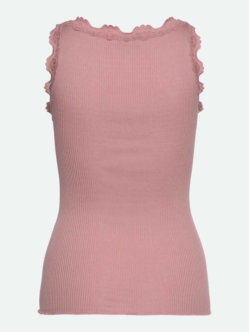 RoseMunde - Babette Silk U-neck Lace Top - Woodrose
