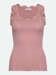 RoseMunde - Babette Silk U-neck Lace Top - Woodrose